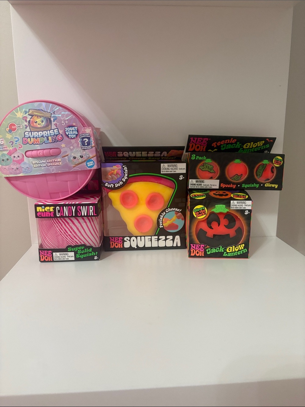 Needoh Pizza, Jack Glow Lantern Teenie 3 pack;Nice Cube Swirl&Dumpling. NEW.